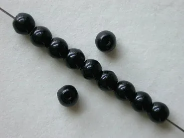 Glassbeads round, black, 4mm, 50 pc.