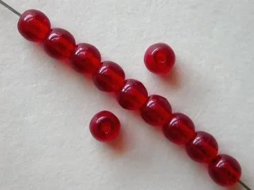 Glassbeads round, red, 4mm, 50 pc.