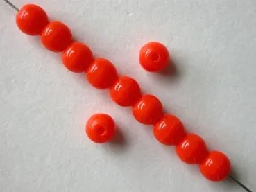 Glassbeads round, orange, 4mm, 50 pc.