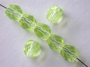 Facet-Polished glassbeads, Color: yellow, Size: ±5mm, Qty: ±50 pc.