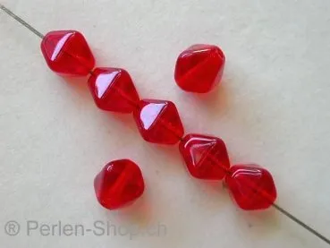 Pyramide beads, red, 6mm, 50 pc.