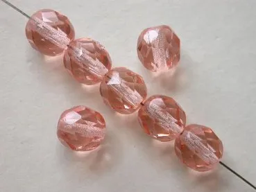 Facet-Polished Glassbeads, salmon, 8mm, 20 pc.