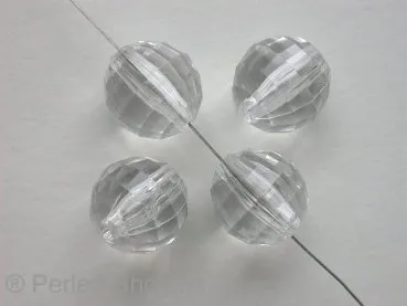 Facette-Geschliffen Acryl-Kugeln, 14mm, kristall, 5 Stk