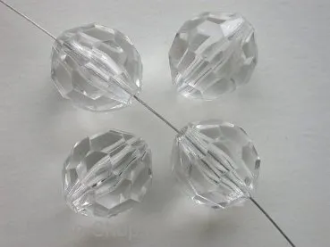 Facette-Geschliffen Acryl-Kugeln, oval, 17x15mm, kristall, 4 Stk.