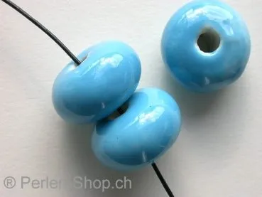 Ceramic Beads, donut, ±13x22mm, turquoise, 1 pc.