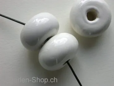 Ceramic Beads, donut, ±13x22mm, white 1 pc.