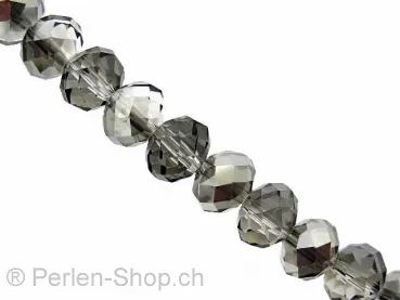 Briolette Perlen, Farbe: grau irisierend, Grösse: ±6x8mm, Menge: 15 Stk.
