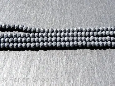 Briolette Beads, Coleur: noir frosten, Taille: ±2x3mm, Quantite: 50 piece