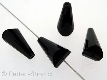 Glasperlen geschliffen, ±18x10mm, schwarz, 1 Stk.
