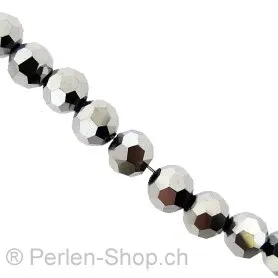 Facettes Beads, Coleur: argent, Taille: 6mm, Quantite: 50 piece