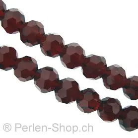 Facettes Beads, Coleur: rouge, Taille: 6mm, Quantite: 50 piece