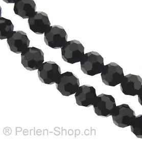 Facet-Polished Glassbeads round, Size: 6mm, Color: black, Qty: 50 pc.