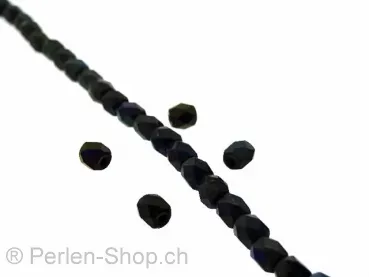 Facet-Polished glassbeads, Color: black ab frosted, Size: ±4mm, Qty: ±100 pc.
