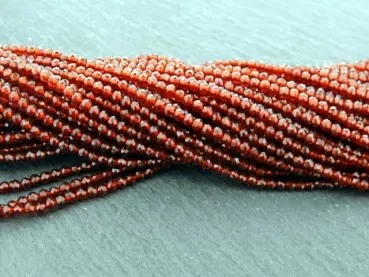 Facet-Polished glassbeads, Color: dark red, Size: ±2mm, Qty: 1 string ±200 pc.