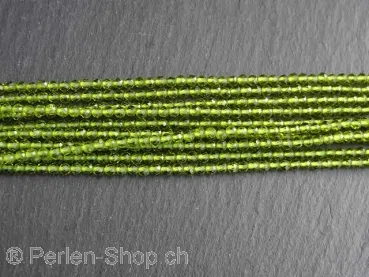 Facet-Polished glassbeads, Color: green, Size: ±2mm, Qty: 1 string ±185 pc.