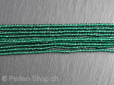 Facet-Polished glassbeads, Color: green, Size: ±2mm, Qty: 1 string ±185 pc.
