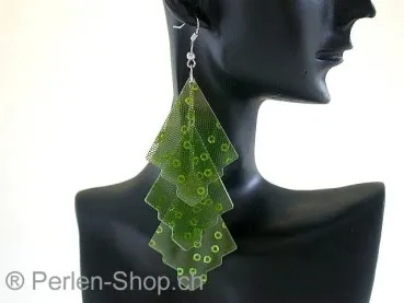 Earring Tree, green, ±10x3cm, 1 pair