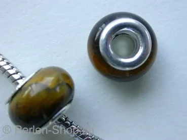 Troll-Beads Style Tiger Eye, braun, ±9x14mm, 1 pc.
