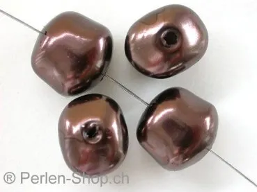 Wax beads, ±13x14mm, brown, 10 pc.