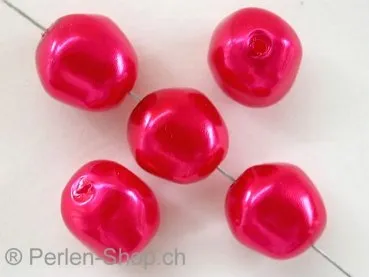 Wax beads, ±12x11mm, red, 15 pc.