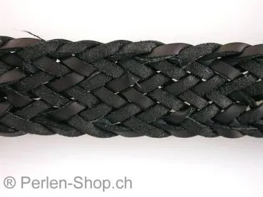 Lederband geflochten, schwarz, ±21mm, 1 cm