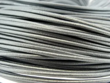 Lederband ab Spule, Farbe: Silber Metalic, Grösse: ±2mm, Menge: 1 meter