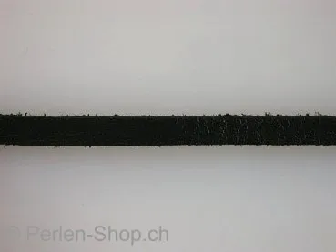 Lederband ab Spule, schwarz, ±4x2mm, 10cm