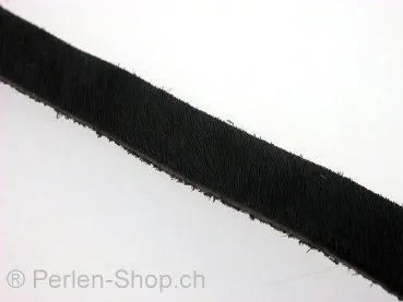 Leather Cord from coil, black, ±12.5x2mm, 10cm