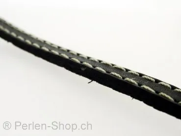 Leather Cord from coil, Color: black, Size: ±10x3mm, Qty: 10cm