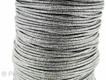 Fil d'aluminium enveloppé dans du polyester, Couleur: argent, Taille: ±2mm, Quantite: 1 Meter