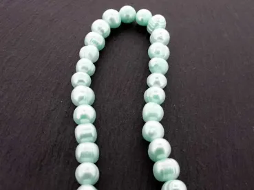 perles d'eau douce, Couleur: blanc, Taille: ±8-9mm, Quantite: chaîne ±36cm, (±42 piece)