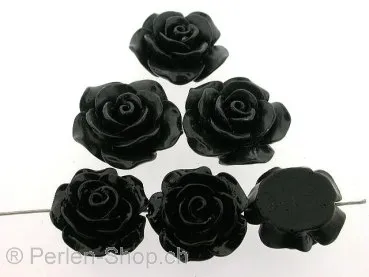 Rose, kunststoffmischung, schwarz, ±23x9mm, 1 Stk.