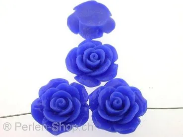 Rose, plastic mix, blue, ±23x9mm, 1 pc.