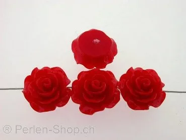 Rose, kunststoffmischung, rot, ±18x8mm, 1 Stk.
