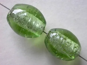 Silver Foil Oval, sea green, ±15mm, 5 pc.