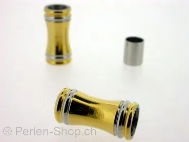Edelstahl Magnetverschluss, Farbe: Platinum/Goldfarbig, Grösse: ±20x10mm, Menge: 1 Stk