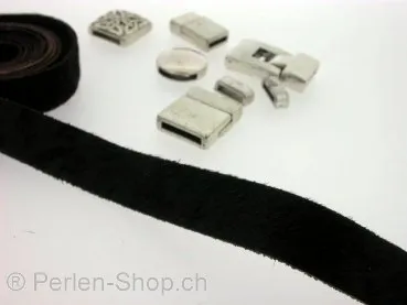 Lederband, schwarz mit reptil muster, ±14x2mm, ±100cm