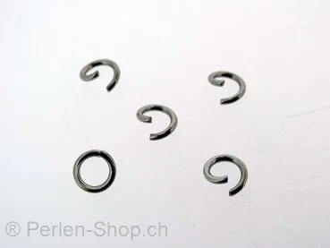 Edelstahl Ring offen, Farbe: Platinium, Grösse: 6 mm, Menge: 10 Stk.