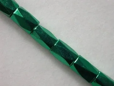 Magnetic beads cylinder facet, green, 5x8mm, 5 pc.