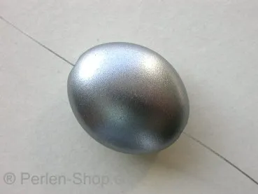Plasticbeads oval, silver metalic, ±29mm, 1 pc.