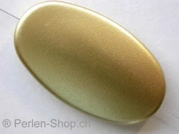 Plasticbeads flat oval, gold metalic, ±51mm, 1 pc.