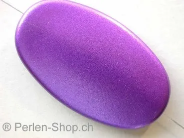 Plasticbeads flat oval, purple metalic, ±51mm, 1 pc.