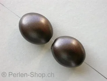Kunststoffperle oval, braun metalic, ±20mm, 2 Stk.