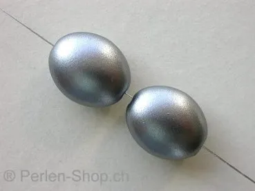 Plasticbeads oval, silver metalic, ±20mm, 2 pc.