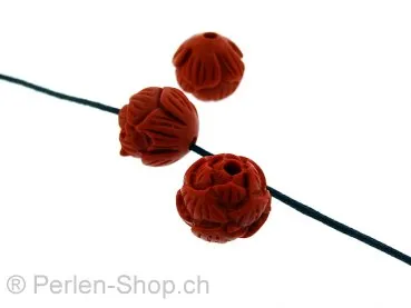 Cinnabar Water Lily, Color: red, Size: ±12mm, Qty: 2 pc.