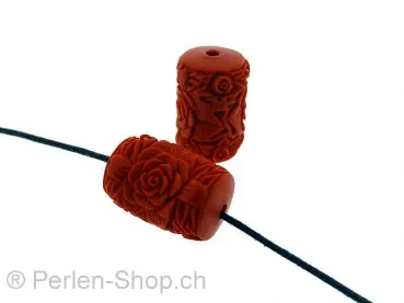 Cinnabar cylindre, Couleur: rouge, Taille: ±20x13mm, Quantite: 2 piece