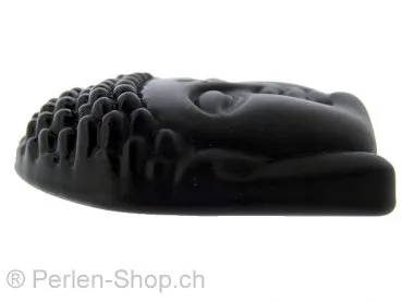 Buddha Anhänger Obsidian, Farbe: schwarz, Grösse: ±49x37x15mm, Menge: 1 Stk