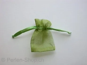 Gift bag (Organza), silk, green, ±5x6cm, 1 pc.