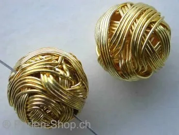 Metallperle Ball gold, ±15mm, 1 Stk.