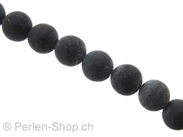 Blackstone matt, Halbedelstein, Farbe: schwarz, Grösse: ±8mm, Menge: 1 strang ±40cm (±48 Stk.)